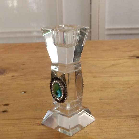 Crystal Pedestal Jeweled Candlestick Holder - Picture 3 of 7